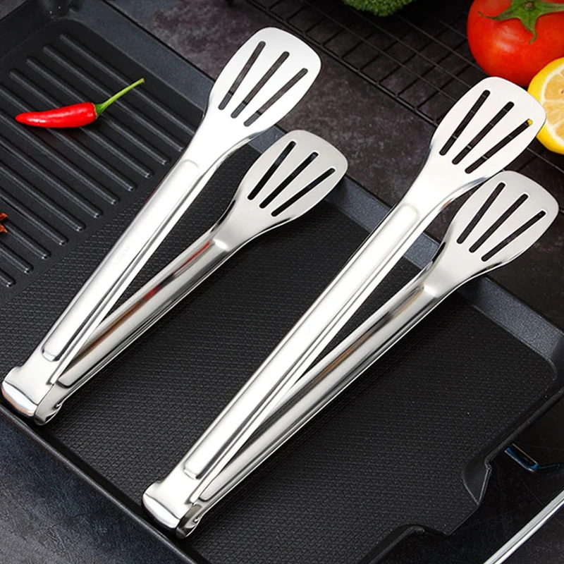 

1Pc Stainless Steel Kitchen Tongs Metal BBQ Tongs Salad Bread Spaghetti Serving Tongs Buffet Food Clamp Kitchen Cooking Utensil