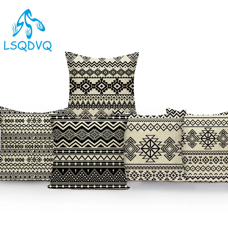 Черный белый цвет Мандала Cojines Decorativos Para Диван Декоративные Чехлы для подушек дом