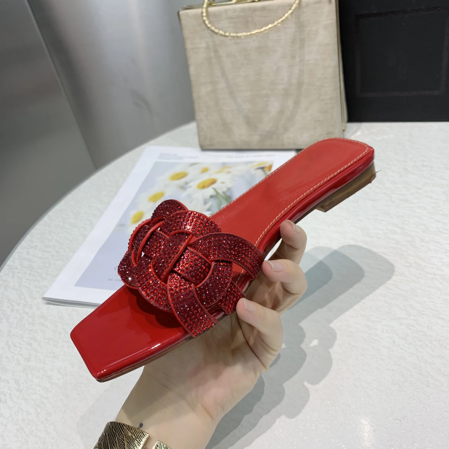 Сланцы женские с открытым носком модные ботинки бантом дизайнерские туфли на