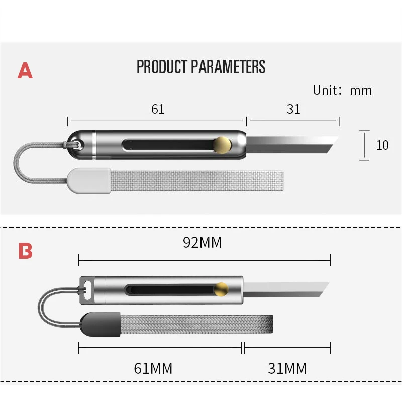 Складной нож из алюминиевого сплава переносной для повседневного использования
