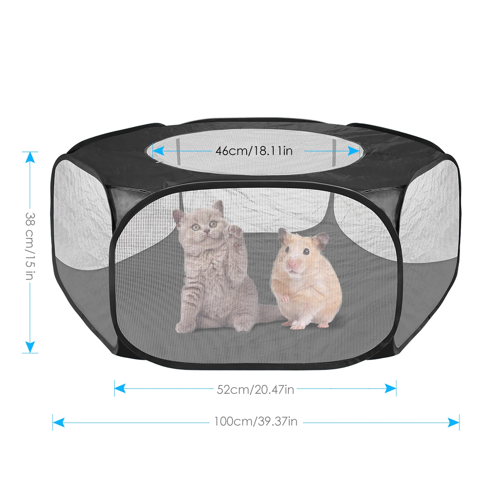 

Portable Small Animal Fence Cage Tent with Zippered Cover, for Hamster Chinchillas Guinea-Pigs
