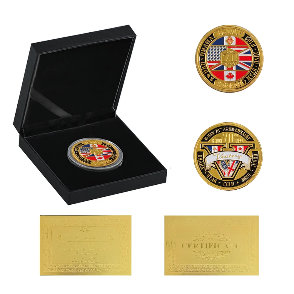 6.6.1944 D-день 70-юбилея Золотая монета чамандия победа для сбора W/роскошная коробка