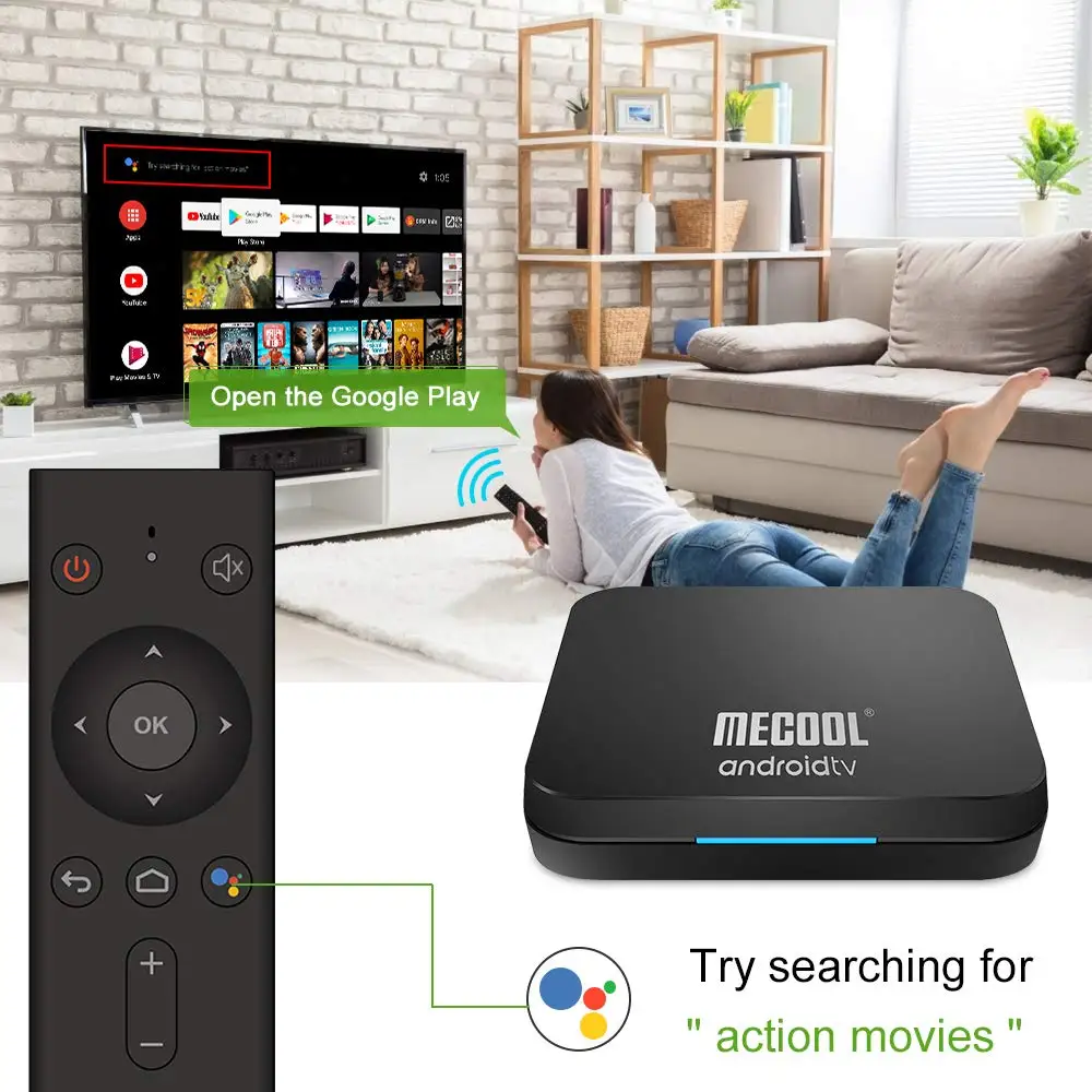 ТВ приставка MECOOL KM9 PRO сертифицированная Google Android 9 0 ATV 4G 32G TV Amlogic S905X2 4 K двойной Wifi