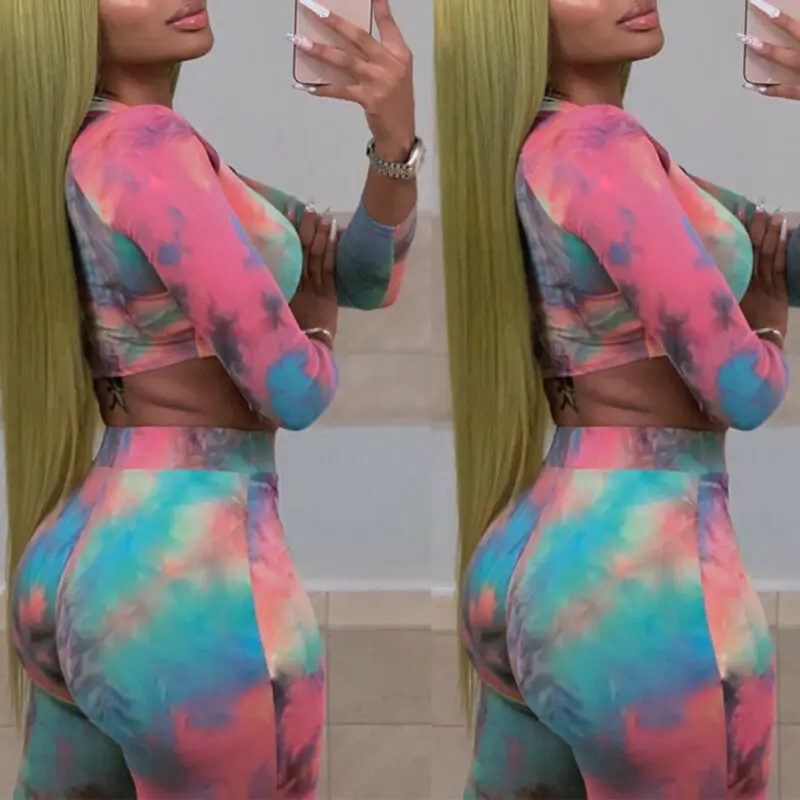 Женский комплект из 2 предметов укороченный Топ с длинным рукавом и брюки