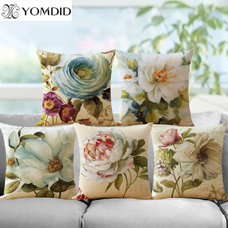 

Flower Printing cushion cover Pillow case Home Decorative Cushion Covers Sofa Pillows Car Chair Home Decor Pillow Case almofadas
