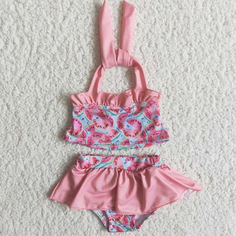 Wholesale Baby Girls Summer New Clothes Bikini Swimsuit Outfits Kids Watermelon Swimwear Infant Boutique Two Pieces Toddler Sets
