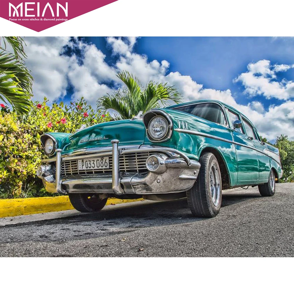 2020 MEIAN автомобильный пейзаж картина выложенная алмазами полная круглая Алмазная