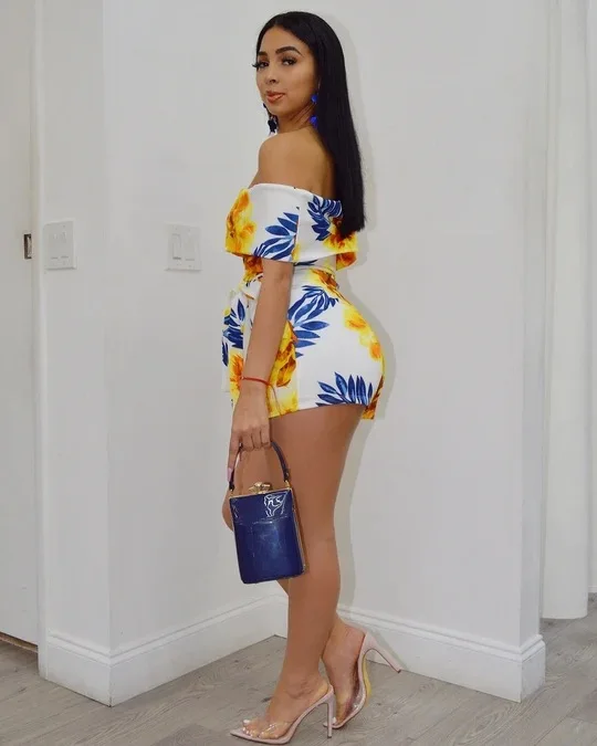 Женский комбинезон на одно плечо Boho повседневный летний с цветочным принтом