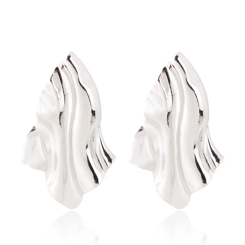 Новинка ZA крупные металлические серьги неправильной геометрической формы