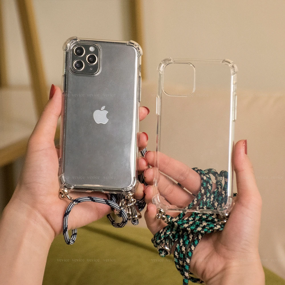 Чехол для iPhone 11 ожерелье ремешок на плечо шнур прозрачный мягкий чехол из ТПУ