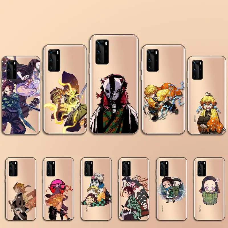 

Japan Demon Slayer Phone Case Transparent for Huawei P20 P30 P40 lite pro P smart 2019 honor 8x 10i