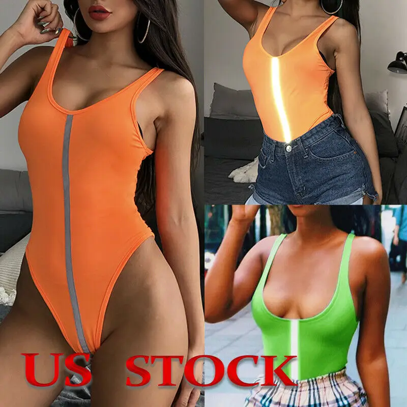 Женское боди для девушек стрейчевое трико топы тела светоотражающий комбинезон