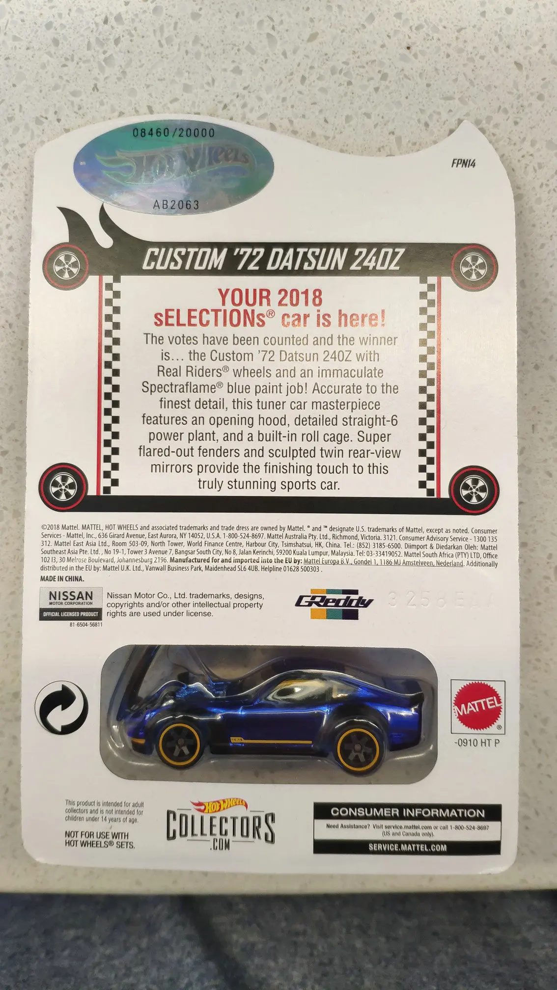 Hot Wheels Red Line Club CUSTOM 72 DATSUN 240Z Коллекционное издание металлическая литая модель автомобилей детские игрушки подарок