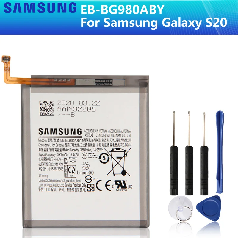 

SAMSUNG Original Battery EB-BG980ABY For Samsung Galaxy S20 4000mAh Authentic Phone Replacement Battery