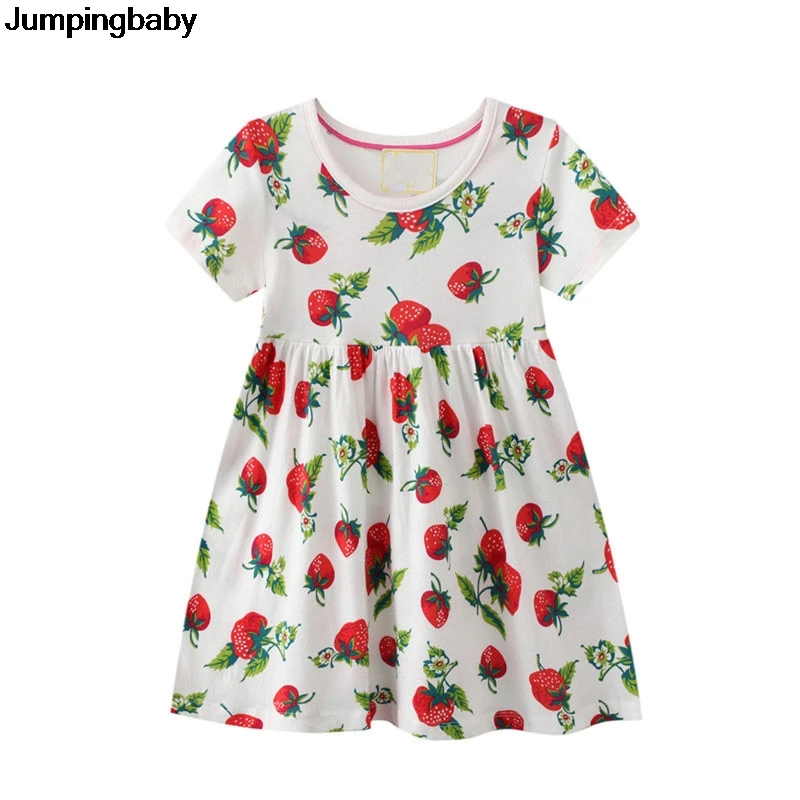

2021 Girls Dress Strawberry Summer Dresses Cotton Vetement Fille Vestidos De Verano Roupa Infantil Menina Cute Robe Fille New
