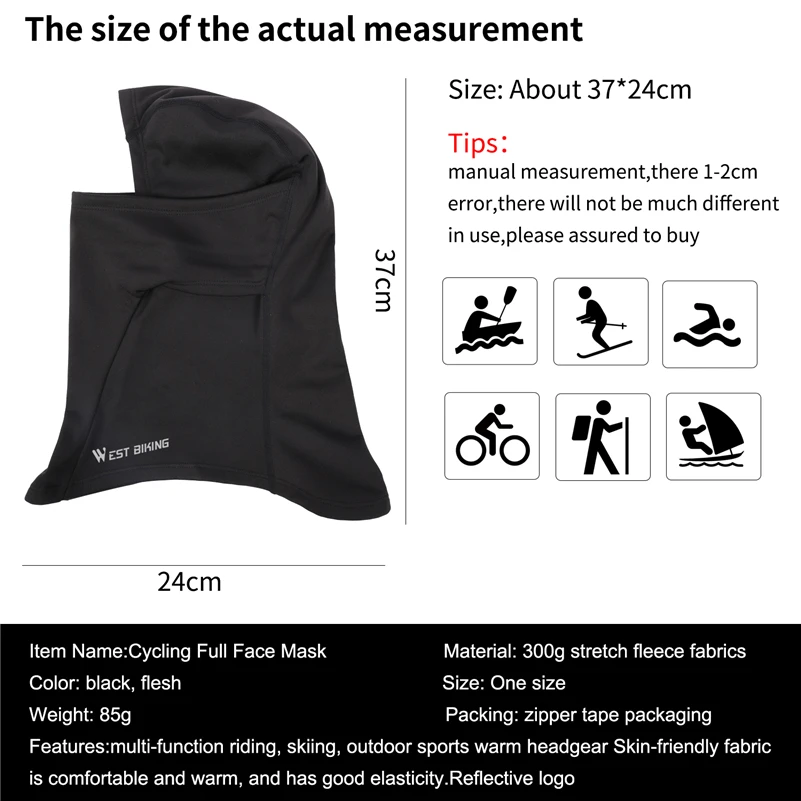 

WEST BIKING Winter Cycling Face Mask Cap Thermal Fleece Bike Mask Ski Snowboard Shield Hat Balaclava Hood Full Face Mask