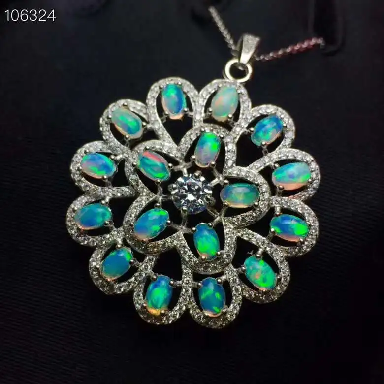 

Flower Style Opal Pendant Natural Real Opla necklace pendant S925 sterling silver Natural real opal
