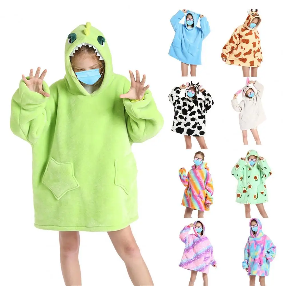 

Мультяшный принт оверсайз Толстовка одеяло для взрослых детей уличная Толстовка Свитшот носимое одеяло пуловер Толстовка одеяло