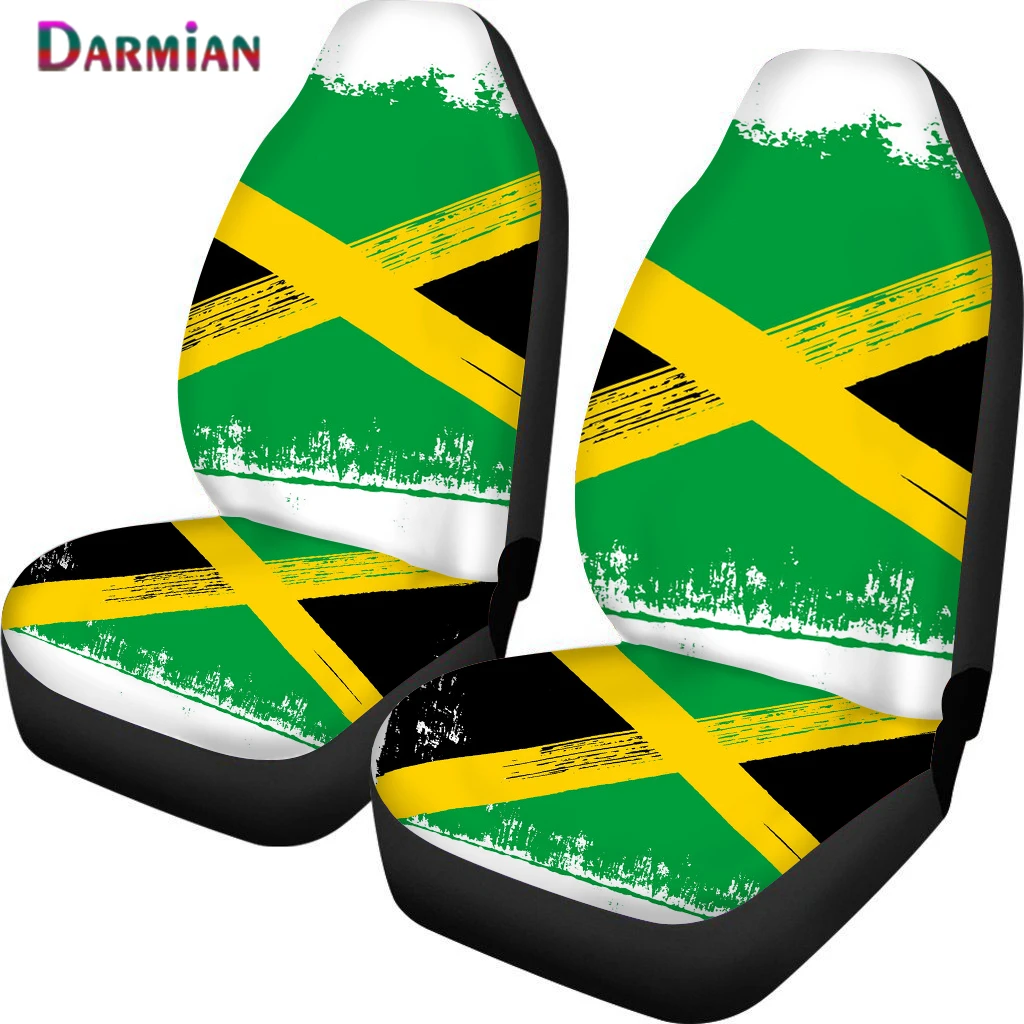 

DARMIAN 2021 Jamaican Flag Pattern Printing Auto Seat Covers Breathable Wear-Resistant Cushion Auto Durable Interior Accessories