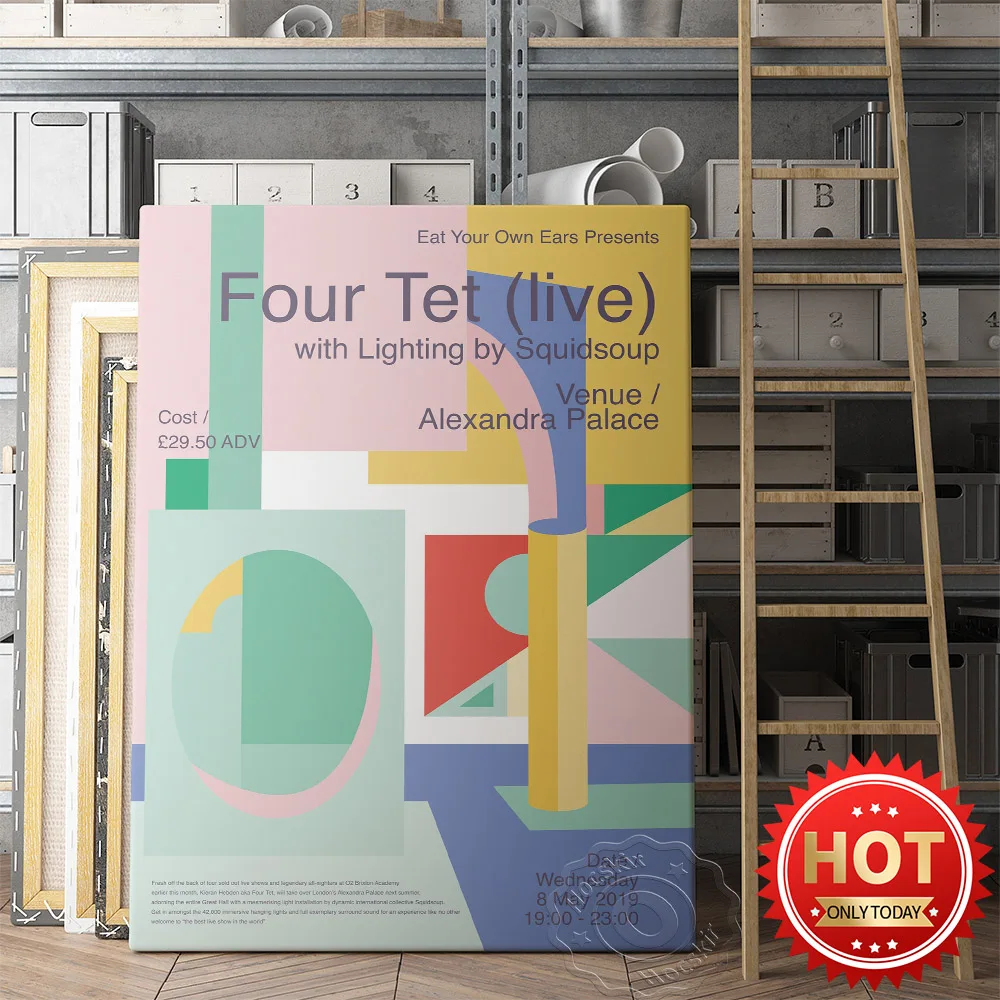 

Dj Music Four Tet Poster, Squidsoup at Alexandra Palace Gig Poster, Eat Your Own Ears Presents Print Art, Fans Home Room Decor
