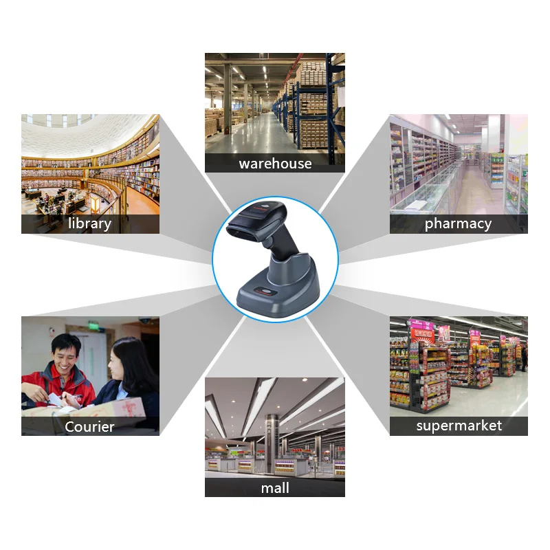 Беспроводной сканер штрих кода ScanHome лазерный USB / RS232 беспроводной ручной код 433 Гц