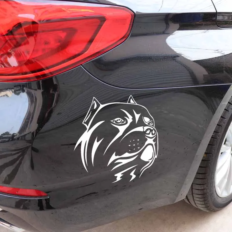 YJZT 14.4X14.9CM Наклейка на автомобиль Собака Питбуль Животное Охранник Друг Ошейник Фреска Виниловая наклейка Черный/Серебряный C24-1243 нан.