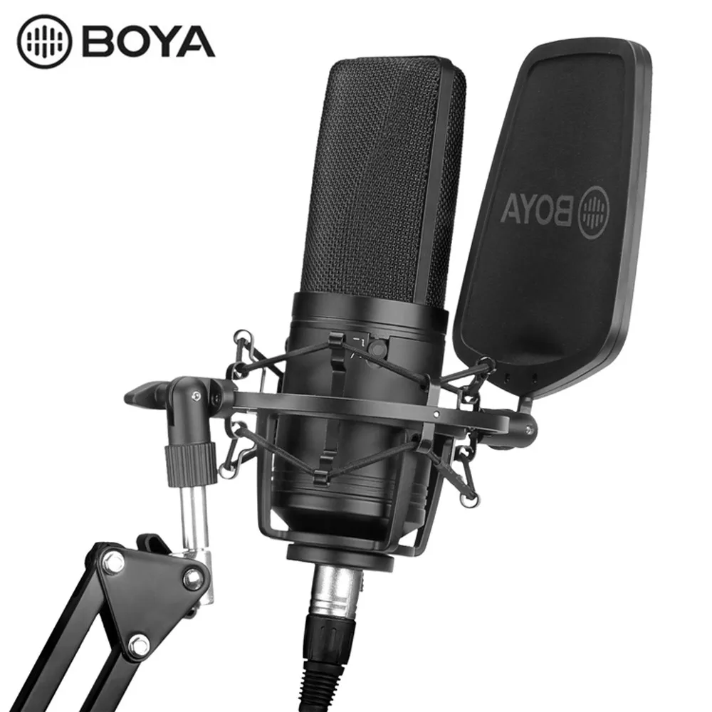 BOYA BY-M1000 конденсаторный микрофон с большой диафрагмой 3 диаграмма направленности для певицы Songwriter подкастер voicever художника Студийный микрофон