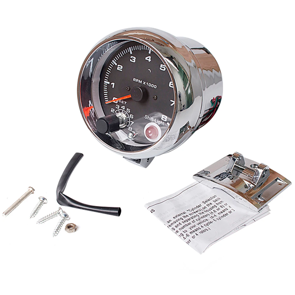 Тахометр Dragon Gauge светодиодный хромированный 95 мм 3 75 дюйма для автомобиля с 7