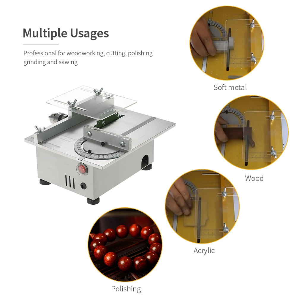 

100W Mini Electric Table Saw Multifunctional Adjustable-Speed Mini Desktop Saw Wood Cutter for Wood Plastic Acrylic Cutting