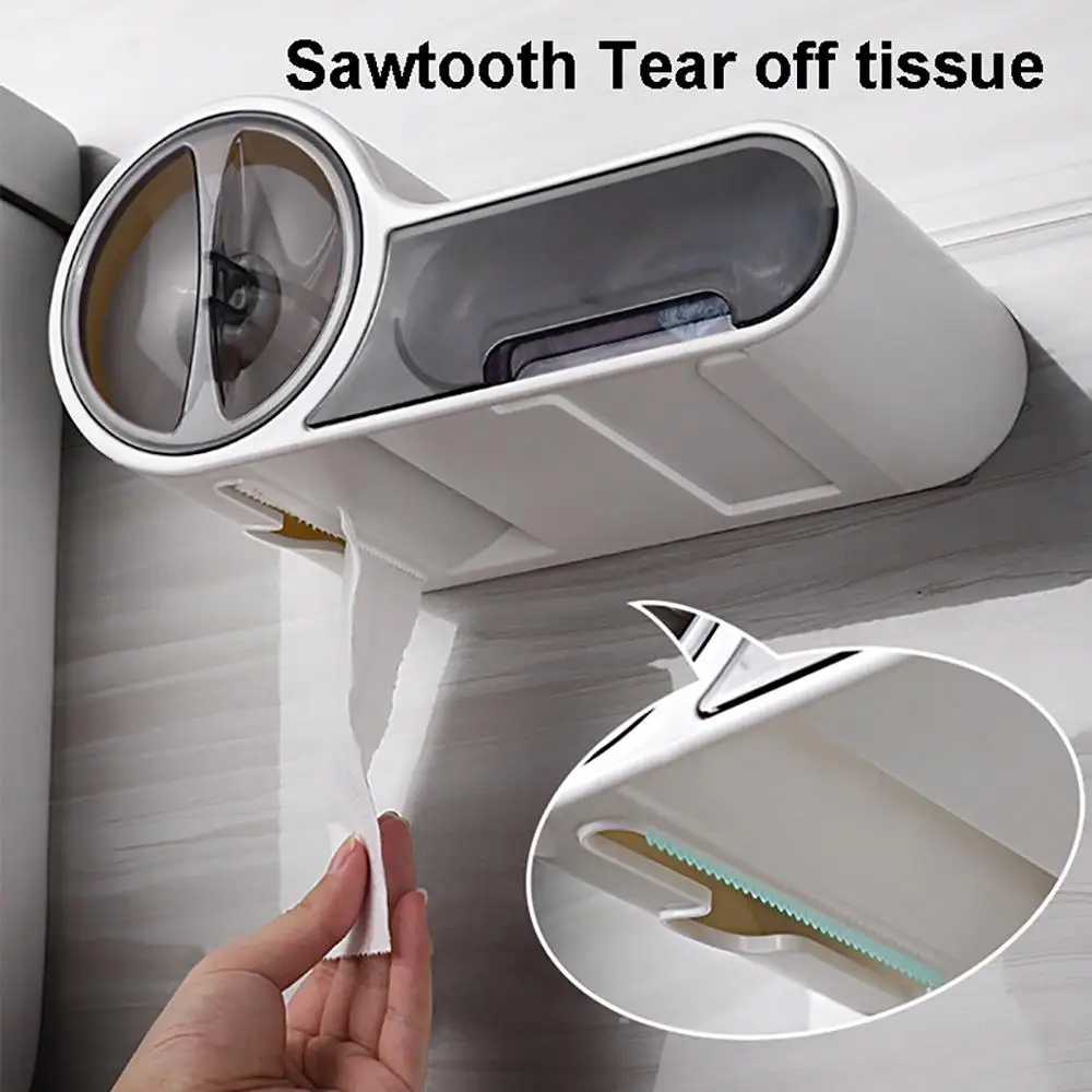 

Wall Mounted Bathroom Paper Holder Roll Tissue Box Toilet Stand Holder Storage