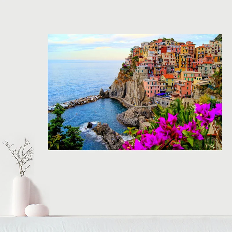 Настенный декор на заказ холст с итальянским зданием плакат тканевые настенные