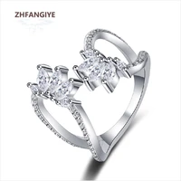 zhfangiye elegant rings 925 silver jewelry with zircon gemstone ornaments open finger ring for women wedding party bridal gift