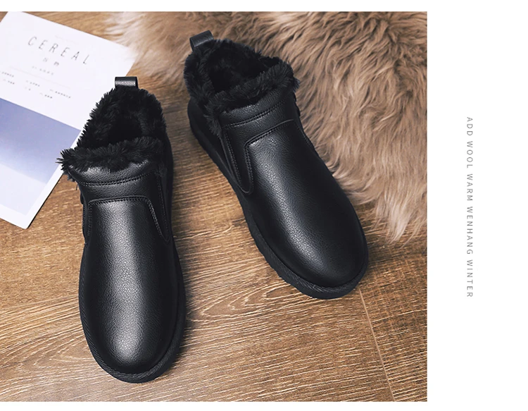 Bota Masculina/Новое поступление года; мужские ботинки на меху; теплая зимняя мужская рабочая обувь; модная обувь на резиновой подошве; размеры 39-45 - Цвет: BLACK-2