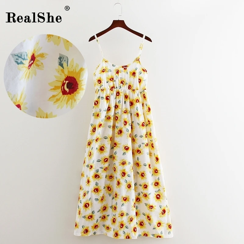 RealShe, женское вечернее платье, длинное, летнее, бохо платье, без рукавов, цветочный принт, пляжное платье, туника, макси платье, сарафан, Vestidos De Festa