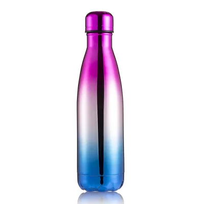 Purple sliver blue 25 цветов, термосы из нержавеющей стали, термосы, офисные чашки, термосы для холодной воды, для спорта на открытом воздухе, туризма, бега, бутылка 500 мл - Цвет: Purple sliver blue
