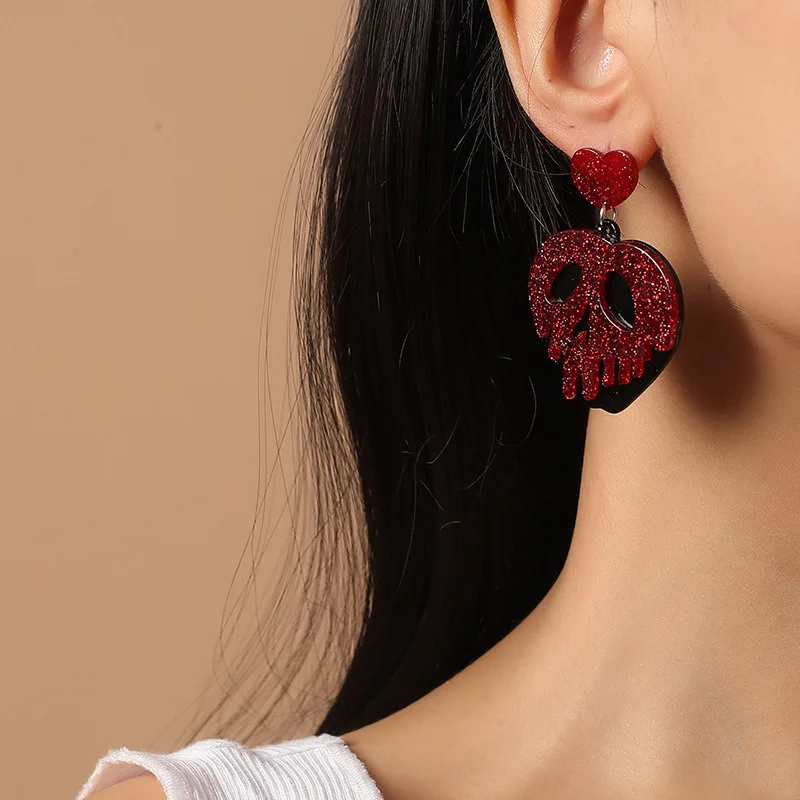 Женские акриловые серьги в форме черепа геометрические массивные для подростков