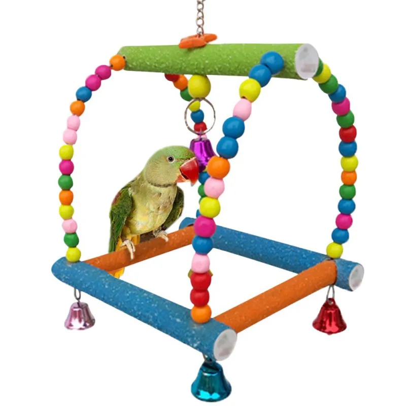 

Rich Colors Parrots Fun Wooden Swing Bird Toy Grinding Claw Swing Birds Pet Toy Summer New Pet Product Home