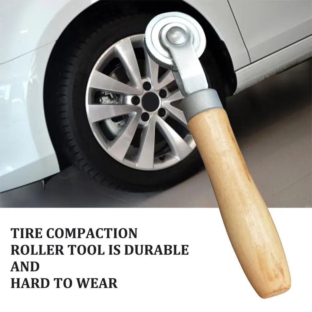 

Wooden Handle Tire Compaction Roller Rubber Anti-Slip Handle Cold Film Pressure Roller Car Tire Repair Tools
