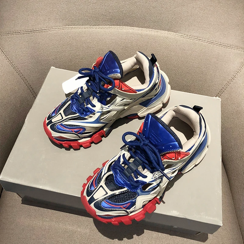 INS/модные кроссовки цвет белый черный серый из сетчатого материала Повседневная