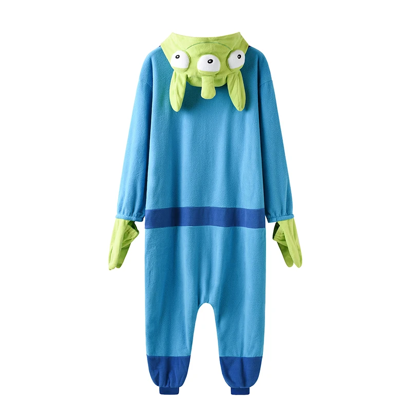 Kigurumis Monster Alie Couples Adult Pajamas Women Men Onesie Jumpsuit Pyjamas Animal Three Eye Sleepwear Winter Warm Festival
