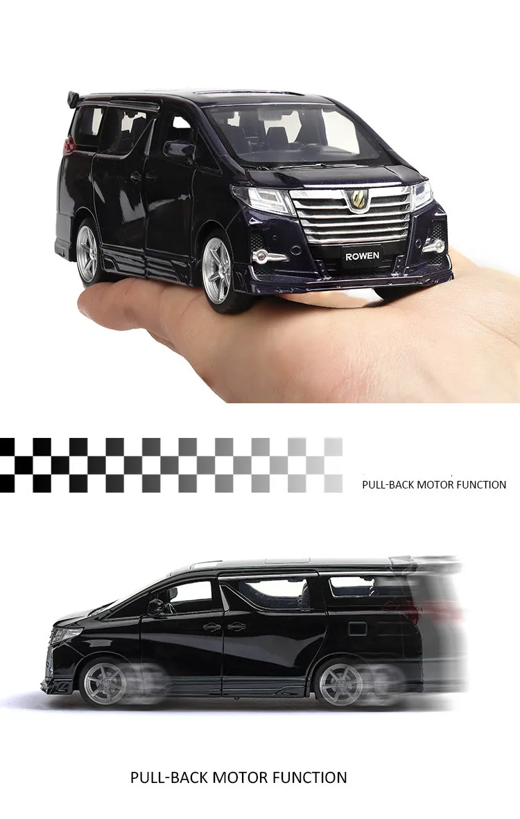 1:32 Hong Kong модель звезда няня фургон имитационная игрушка автомобиль 6 открытые двери раздвижные двери откатные звуковые огни игрушки для детей