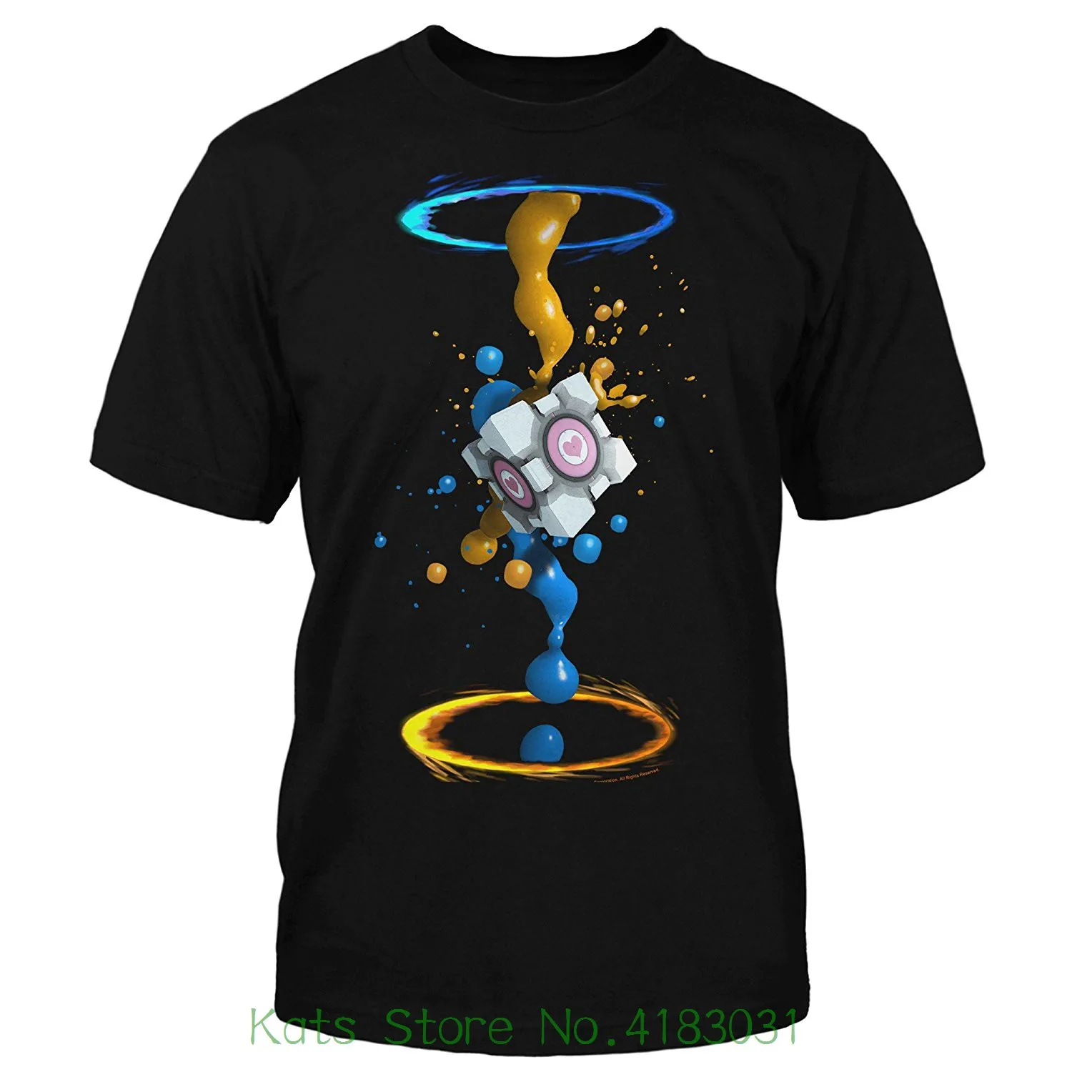 

Portal 2 Men's Gel Splatter Basic T-shirt Men Tee Shirt Tops Short Sleeve Cotton Fitness T-shirts