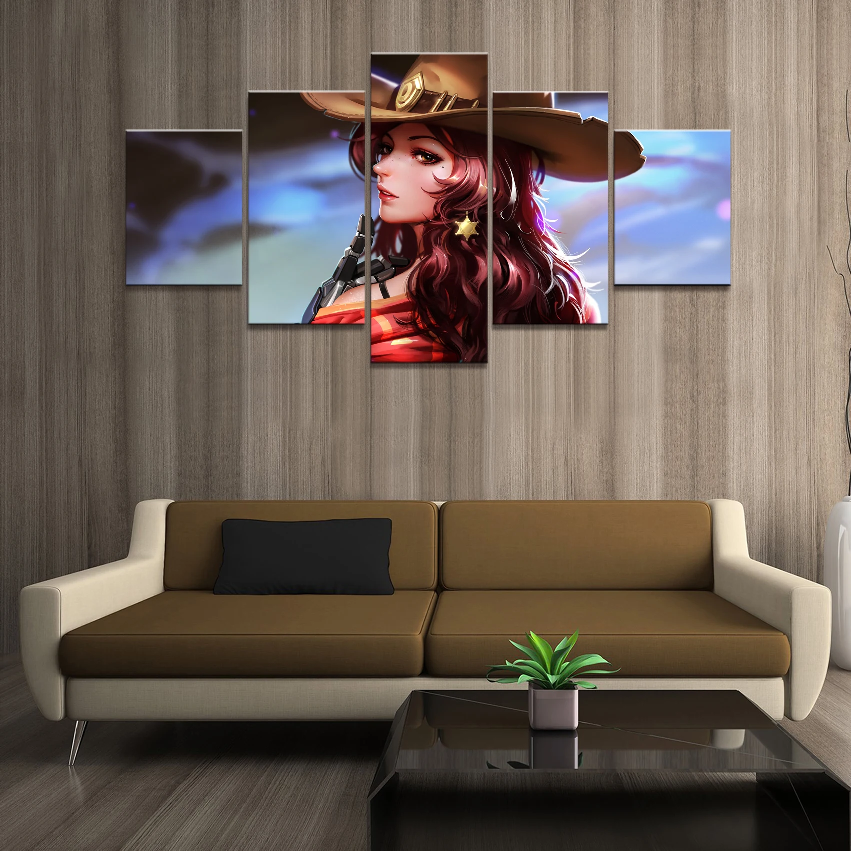 Постер для домашнего декора картины холст 5 шт. модульная Женская картина Mccree