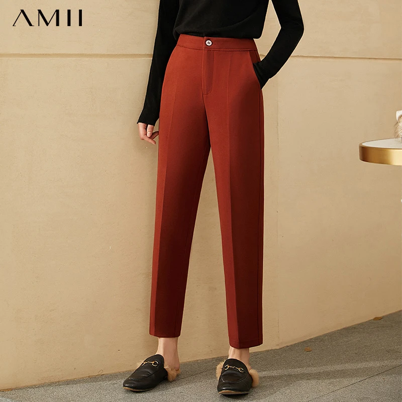 

Amii Minimalism Autumn Winter Causal Women's Pants Fashion Solid OLstyle Straight Ankel-length Female Pants Trousers 12070528