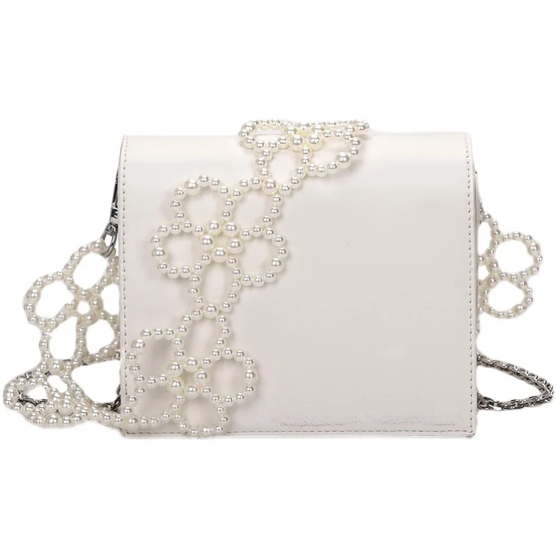 

Brand Square Luxury Crossbody bag 2021 New High-quality PU Leather Women's Designer Handbag Pearl Chain Shoulder Messenger Bag