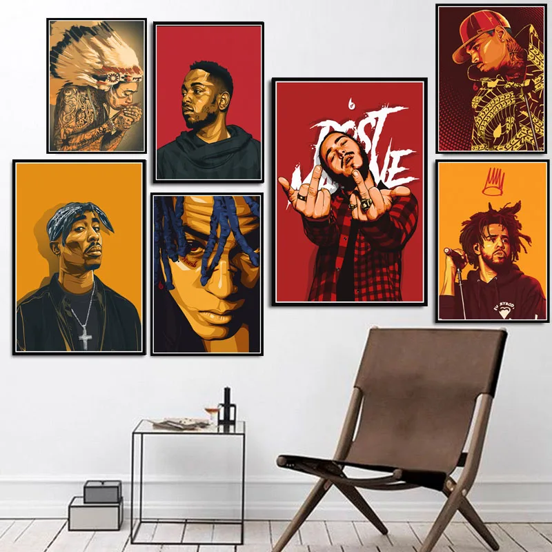 2Pac Tupac J Cole Post Malone XXXTentacion постер рэпера поп звезды печать картина настенное