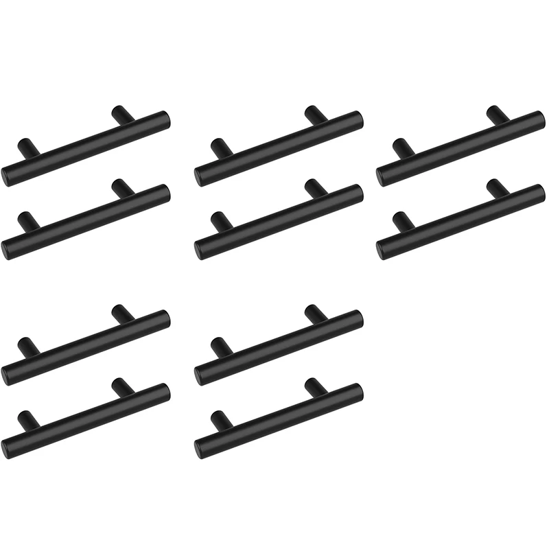 

10 шт./упаковка, черные ручки для кухонных шкафов, длина 5 дюймов, 3 дюйма