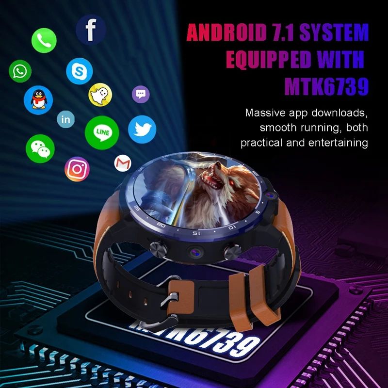 

HOT- LEM12 3+32G Large Sn Dual Camera GPS Positioning WIFI4G Smart Watch