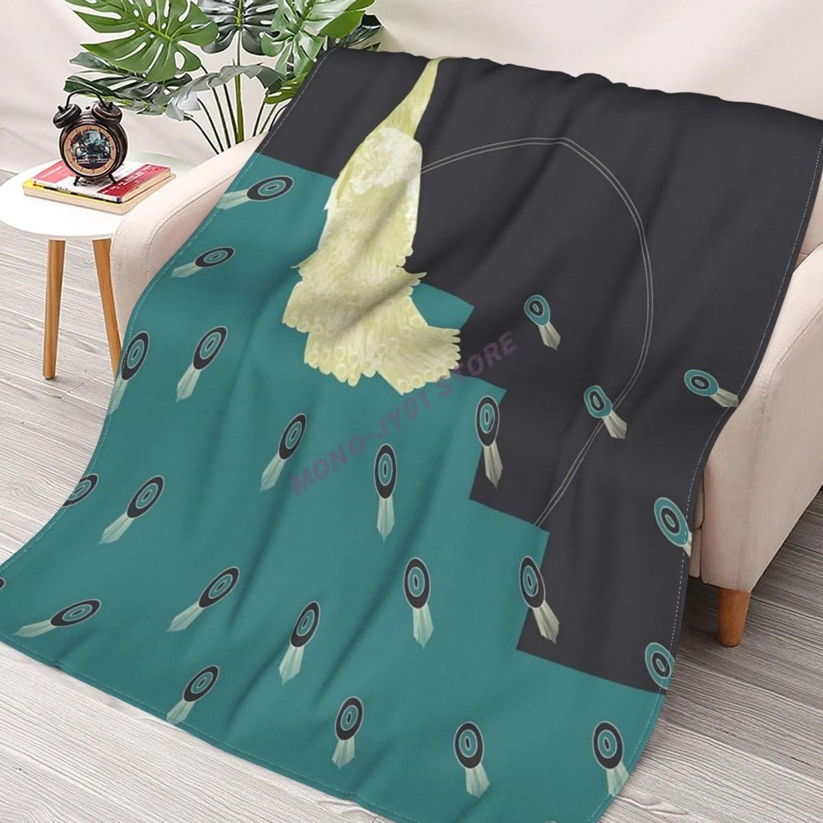 

1920s Art Deco Peacock Throw Blanket Sherpa Blanket cover Bedding soft Blankets