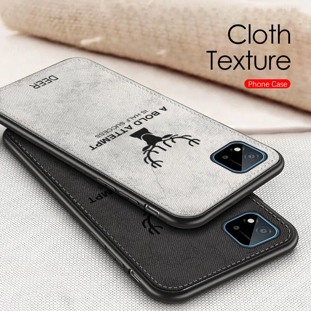 realmec11 2021 case deer pattern fabric cloth phone covers for realme realmi c11 c 11 2021 soft silicone bumper shockpoof coque free global shipping